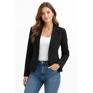 Gap Womens Black Blazer Coat Single Breasted Long Sleeves Pockets size 6